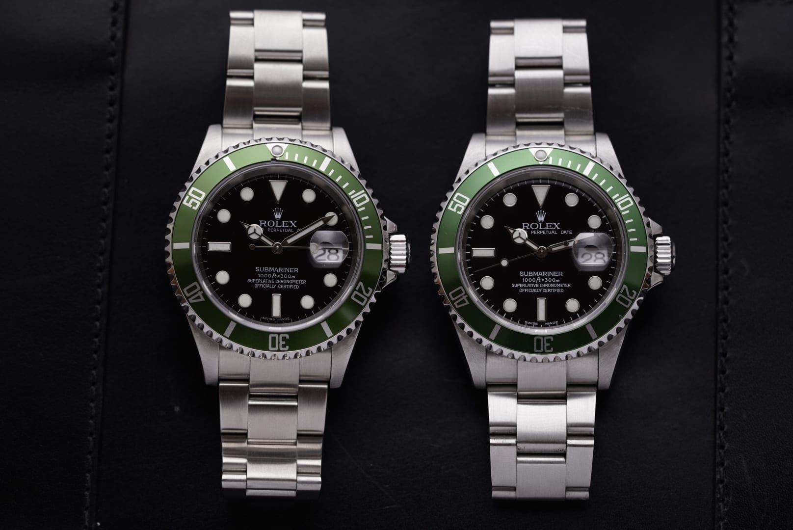 Rolex 16610LV Submariner Anniversary Fat/Flat Four 4 Kermit Full Set  Unpolished - Awadwatches
