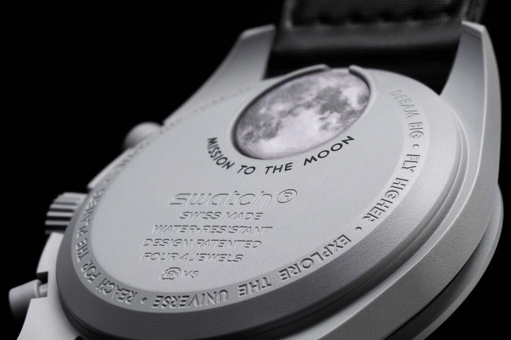 caseback of the moonswatch mission to the moon