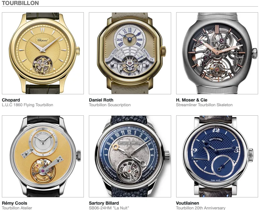 gli orologi finalisti del GPHG 2024 della categoria tourbillon 