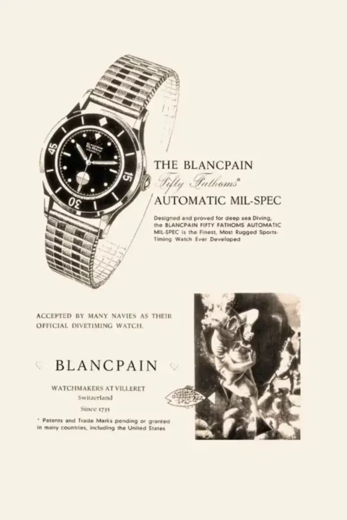 Blancpain Fifty Fathoms advertisement from the era.