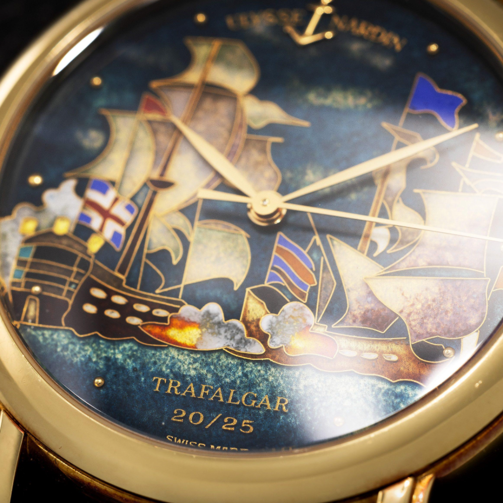 Ulysse Nardin San Marco con smalto raffigurante la battaglia di Trafalgar in asta da monaco legend