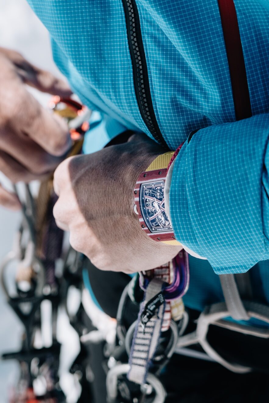Charles Dubouloz with Richard Mille RM 67-02 during an extreme climb in the Mont Blanc massif