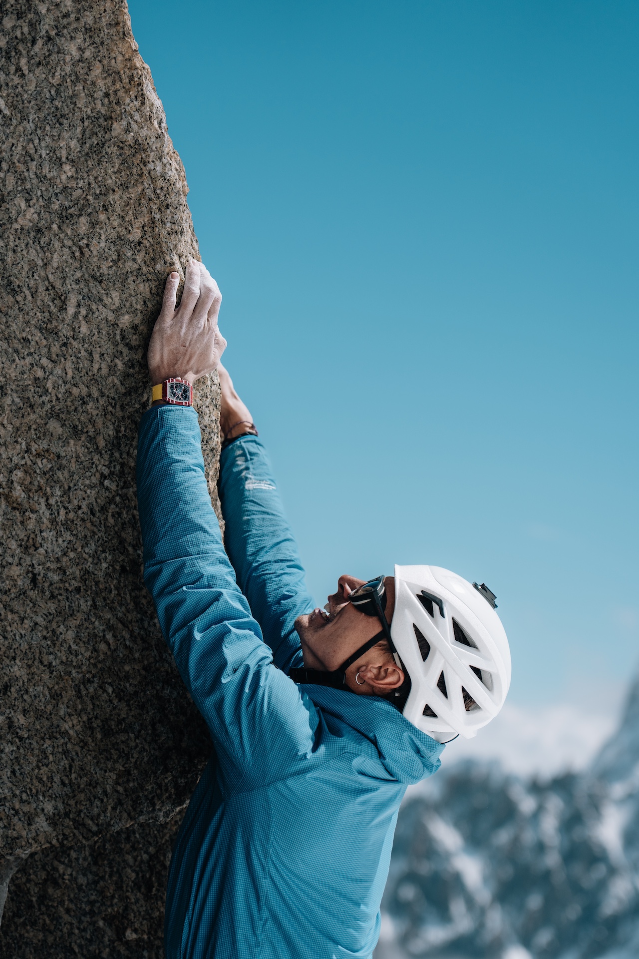 Charles Dubouloz with Richard Mille RM 67-02 during an extreme climb in the Mont Blanc massif