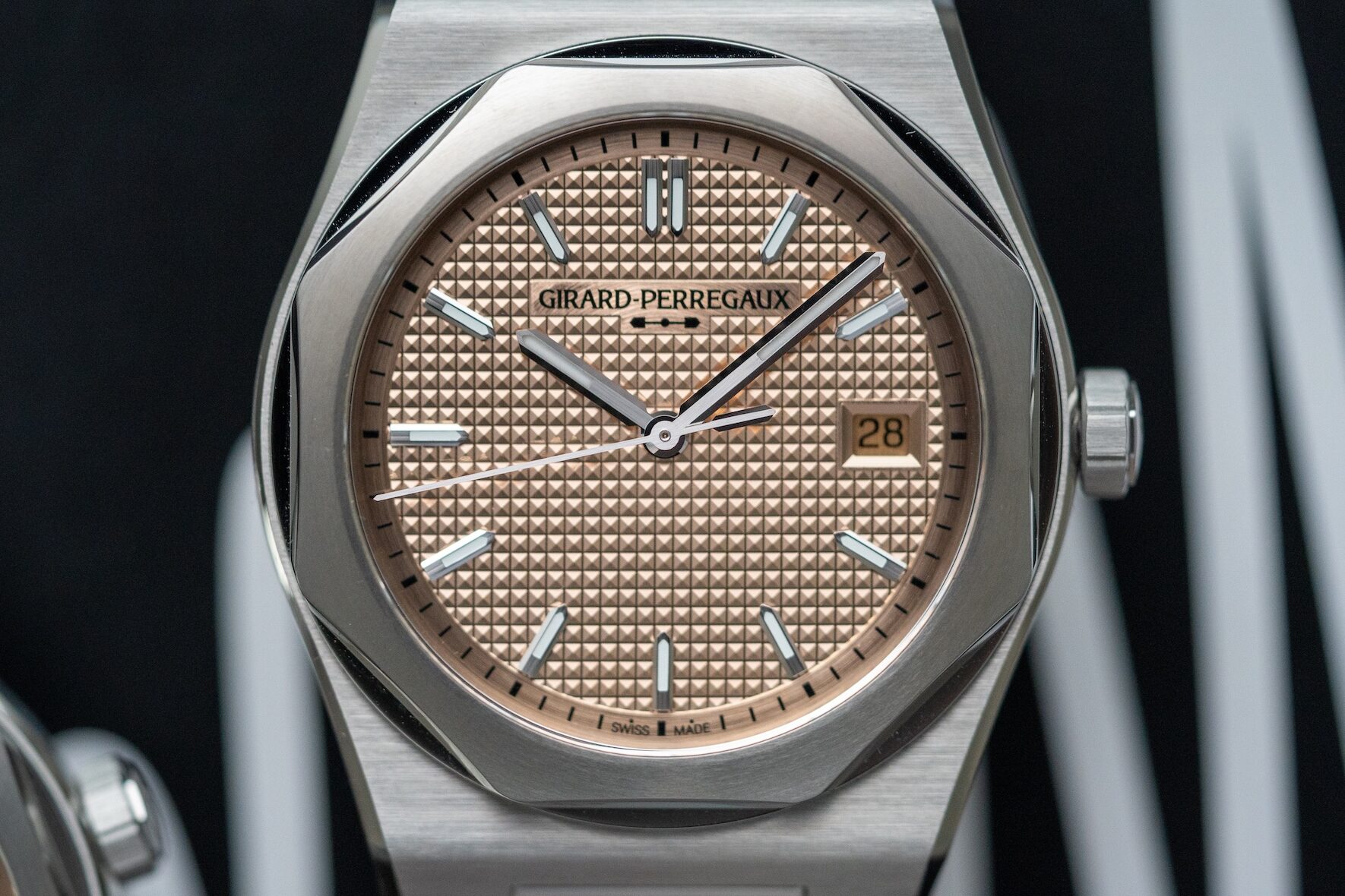 Girard-Perregaux Laureato Fifty with 18K rose gold-colored dial and Clous de Paris motif