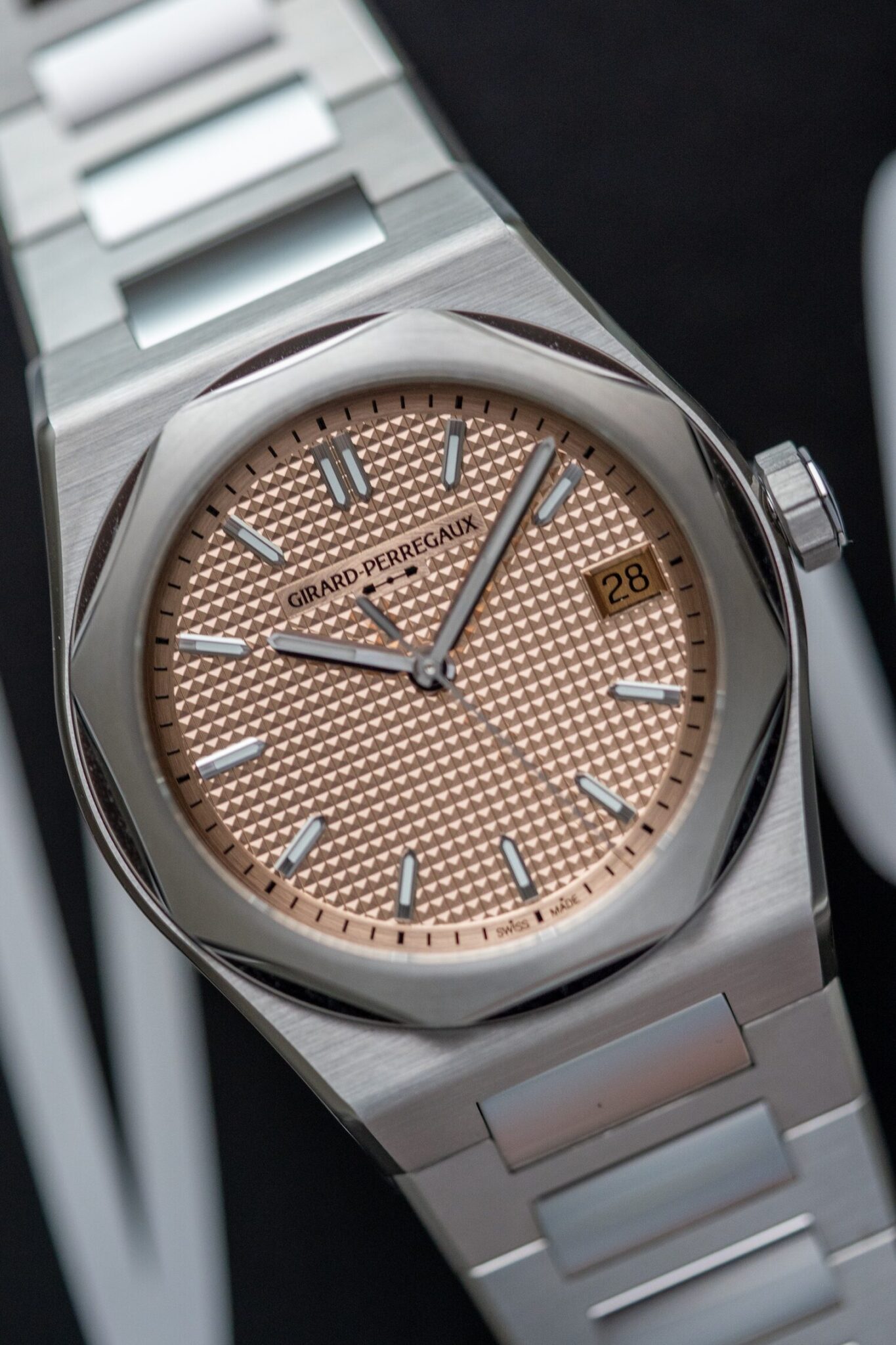 Girard-Perregaux Laureato Fifty with 18K rose gold-colored dial and Clous de Paris motif