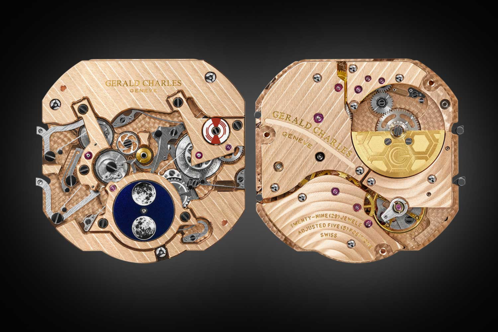 Calibro GCA11000 con micro-rotore e finiture haute horlogerie del Gerald Charles Masterlink Perpetual Calendar