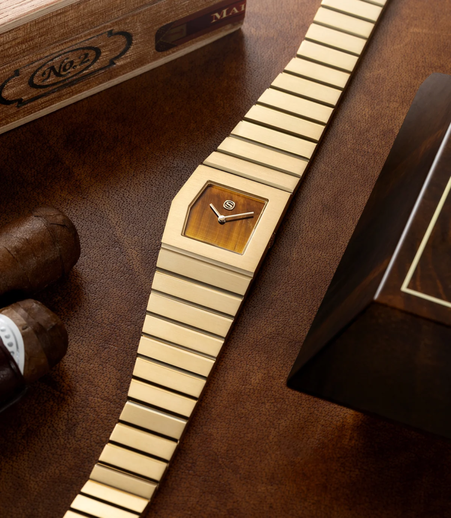 Svea Atelier Monolith Tiger Eye con quadrante in pietra naturale occhio di tigre